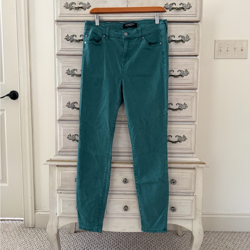 Liverpool Green The Ankle Skinny Jeans